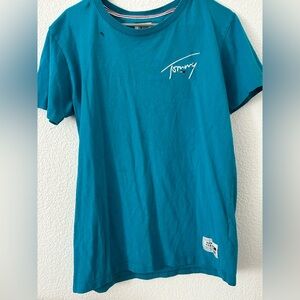 Tommy Hilfiger Teal Script Logo T-Shirt